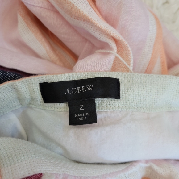 J Crew Button Up Midi Belted Linen Dress Mixed Stripe AK255 - Picture 4 of 12